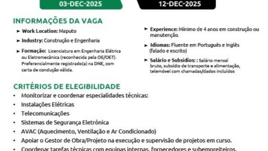 Vaga – ENGENHEIRO ELECTROTÉCNICO