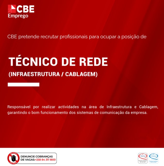 Vaga – Técnico de Rede (Infraestrutura / Cablagem)