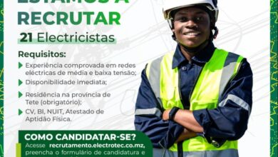 21 vagas para Electricistas na província de Tete