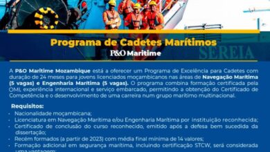 Programa de Cadetes Marítimos – Navegação Marítima (5 vagas) e Engenharia Marítima (5 vagas)