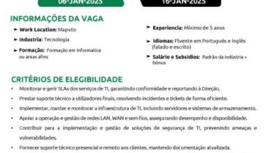 VAGA – ENGENHEIRO DE OPERAÇÕES DE TECNOLOGIA DE INFORMAÇÃO