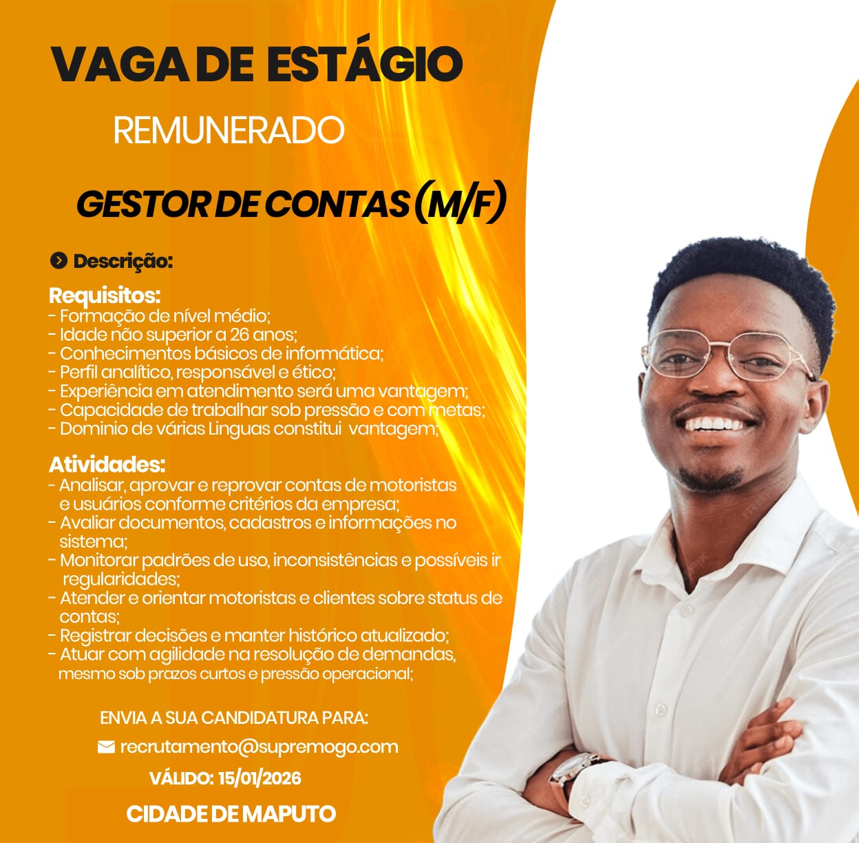 Vaga de Estágio Remunerado – Gestor de Contas (M/F)