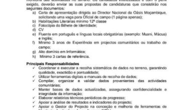 Vaga – OFICIAL DE CAMPO (Gestão de Dados)