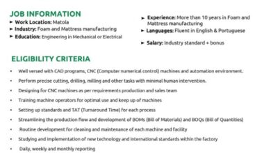 Vaga – PRODUCTION AUTOMATION AND DESIGNING TECHNICIAN