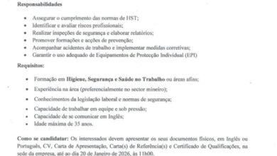 Vaga – Técnico de Higiene, Segurança e Saúde no Trabalho (HST)