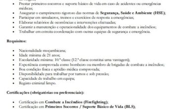Vagas – Bombeiros para Afungi