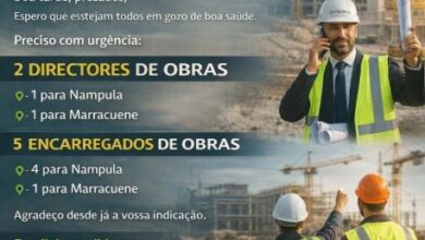 Vagas – Encarregados de Obras (5 vagas) e Diretores de Obras (2 vagas)