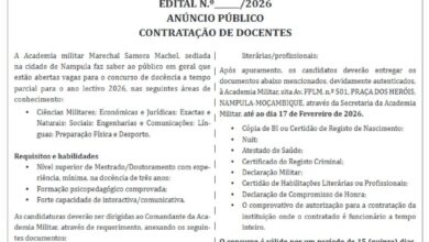 Contratação de docentes – Academia militar Marechal Samora Machel