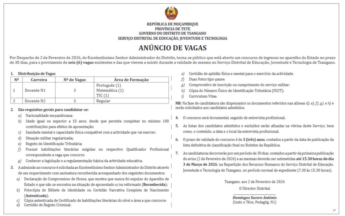 Vaga – Assistente Financeiro – Estagiário