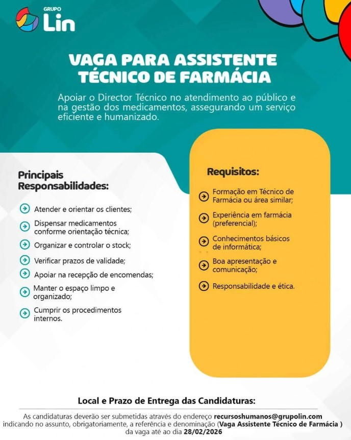 Vaga – Assistente Técnico de Farmácia