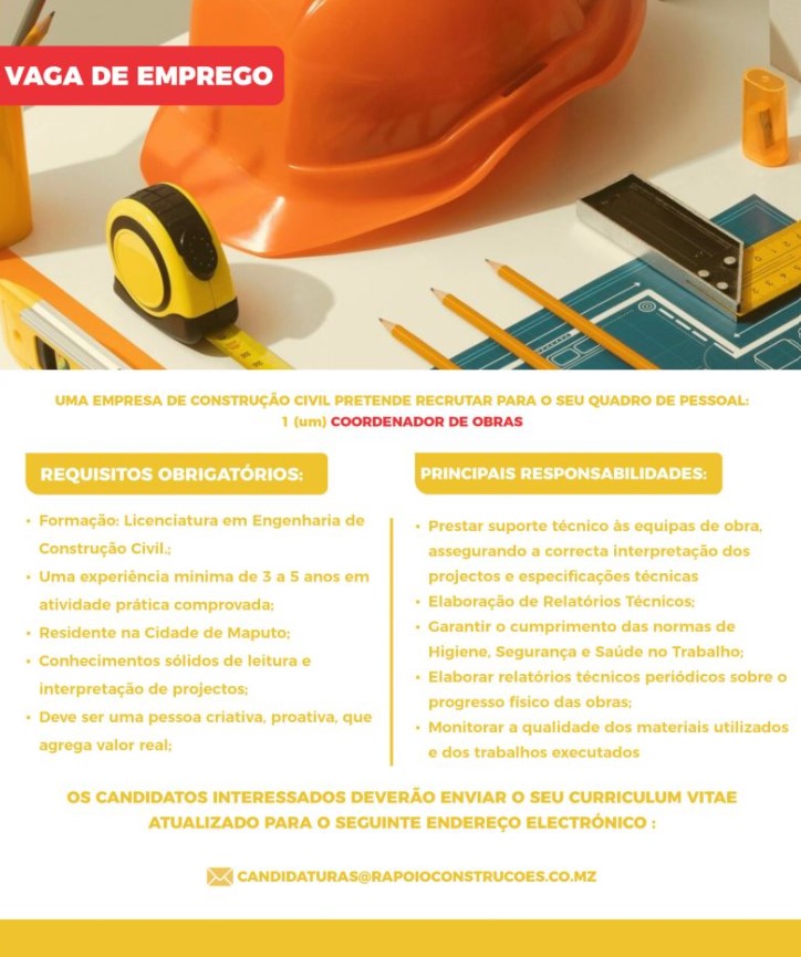 Vaga – Coordenador de Obras