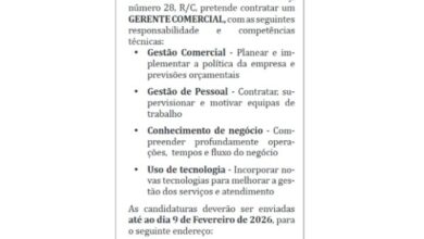 Vaga – Gerente Comercial