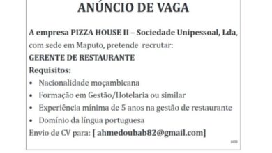 Vaga – Gerente de Restaurante