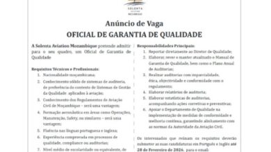 Vaga – Oficial de Garantia de Qualidade