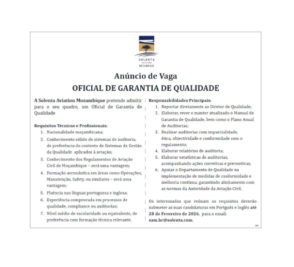 Vaga – Oficial de Garantia de Qualidade