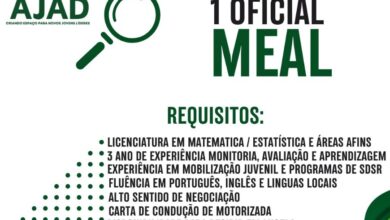 Vaga – Oficial de Monitoria e Avaliação e Aprendizagem (MEAL)