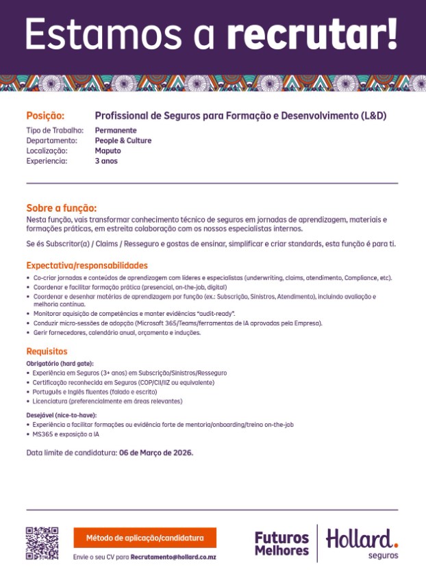 Vaga – Profissional de Seguros para Formação e Desenvolvimento (L&D)