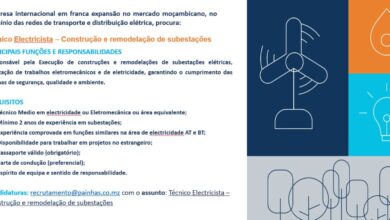 Vaga – Técnico Electricista – Construção e remodelação de subestações
