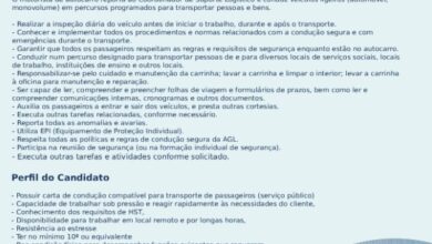 Vagas – (02) Motoristas de Autocarro