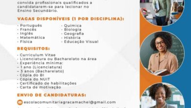 Vagas –  10 Professores do Ensino Secundário – Ponta de Ouro – Matutuine