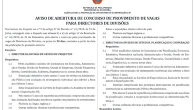 Vagas – Directores De Divisões